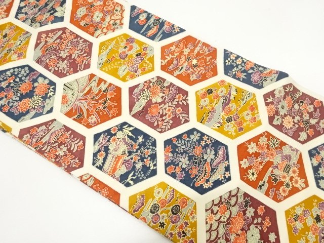JAPANESE KIMONO / NAGOYA OBI / KIKKO & FLORAL PLANTS